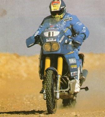 Malherbe 1988 met de Yamaha in Parijs Dakar